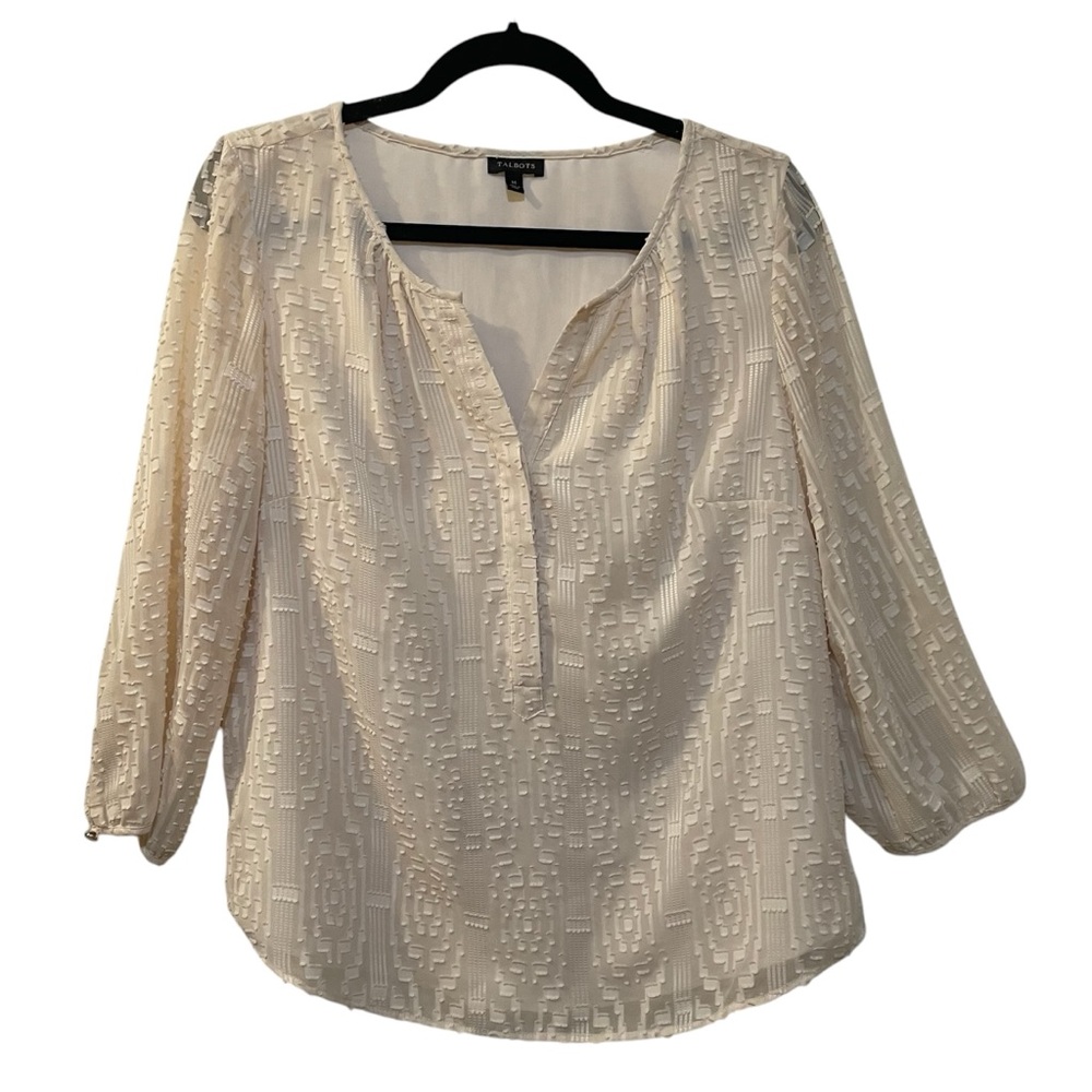 Talbots Cream Colored Textured Fabric Top M